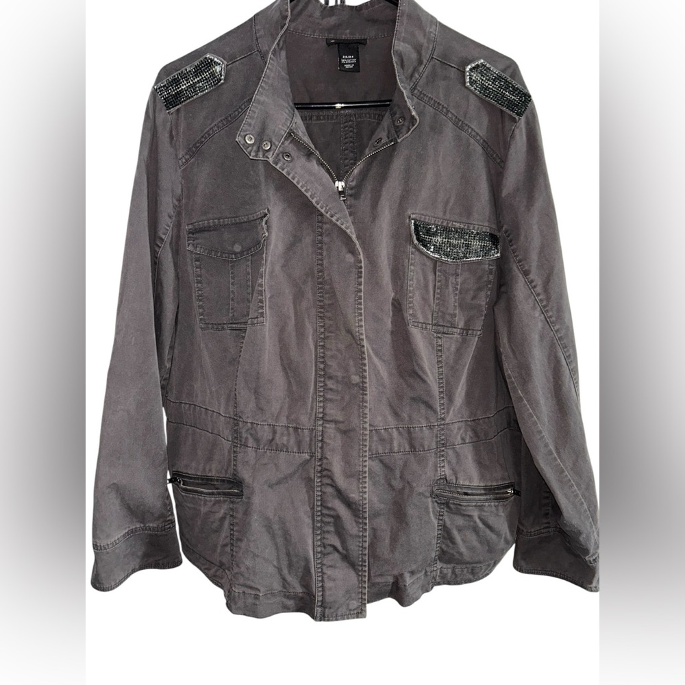 Lane Bryant Charcoal Jacket with Black Details